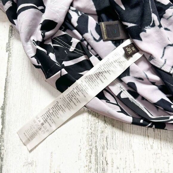 Roberto Cavalli Ruched Dress 38 Foliage Print Stretchy Lavender & White - Picture 5 of 7